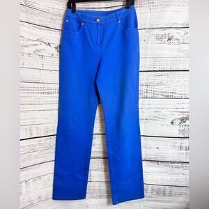 St John Jeans Womens Sz 4 Blue Stretch Straight Leg Denim Trousers Cotton Blend